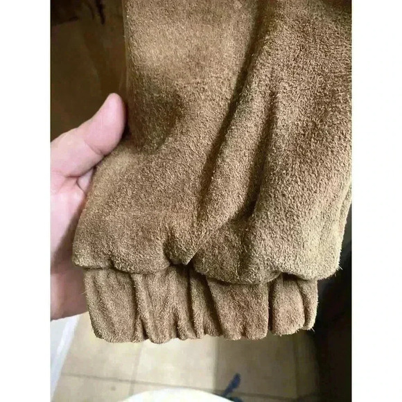 Vintage Di Vinci Suede Leather Jacket Button-up Tan Size 7/8 Heavy - Picture 7 of 12